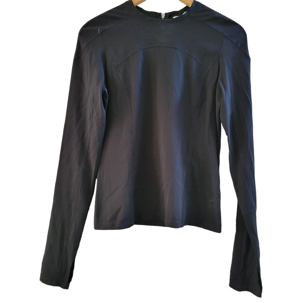 T Alexander Wang Black Silk Stretch Blouse Back zipper size 10